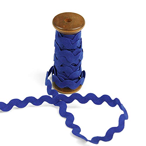 3 Yards of Polly 8mm Rigid RIC-Rac Trim on a Wooden Spool, Royal Blue