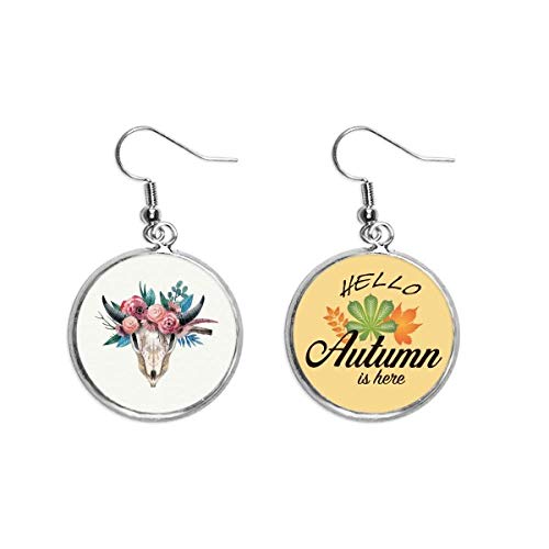 Pendientes de oveja con rosa de hueso y hojas otoñales para conectar con la naturaleza