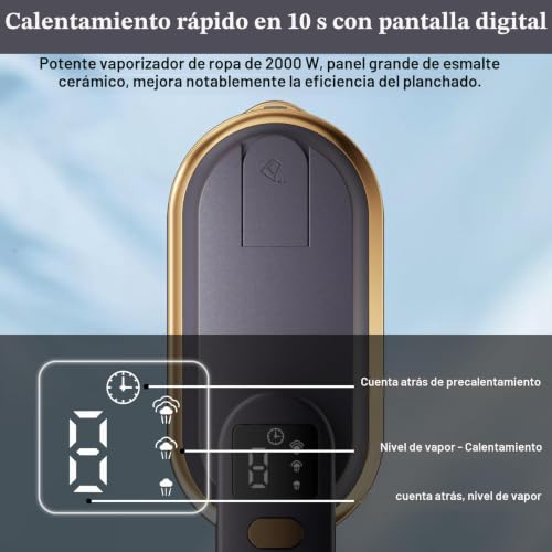 Miniatura 2 de Vapor Vaporizador De Viaje Con Pantalla Lcd, Calentamiento Rápido 10s, Ropa De Vaporizador De 2000 W Con Mango Giratorio De 180 , Vaporizador Portátil De Mano, 3 Modos De Vapor Para Viajes, Hogar