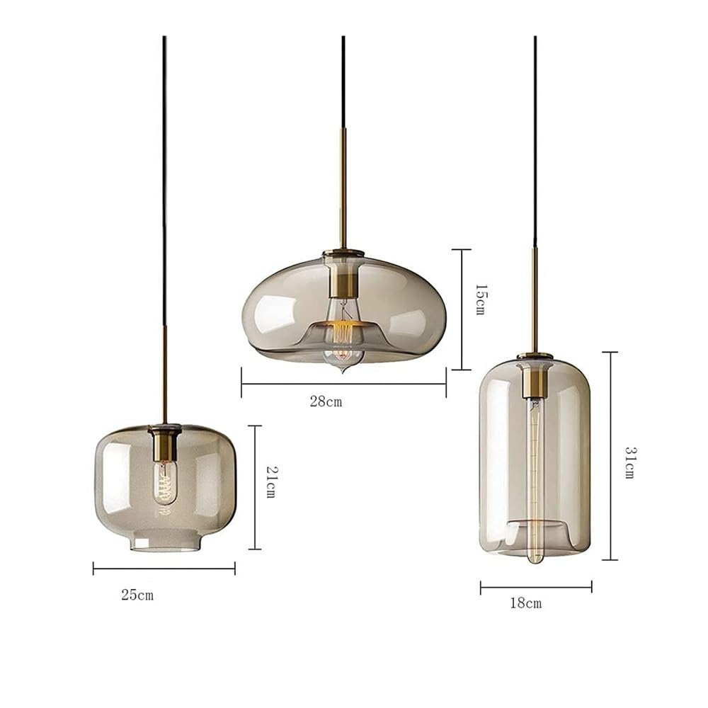 Nowoczesna lampa sufitowa, lampa wisząca, industrialny nieregularny szklany żyrandol, 3-punktowy, regulowany, bursztynowy, wiszący żyrandol restauracyjny do kuchni