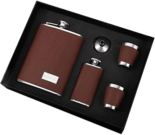 スキットル チタン 9 Oz + 2 Oz ステンレス製ヒップフラスコ 酒ボトル漏斗とウイスキーカップ付きそしてギフトボックス ユニ