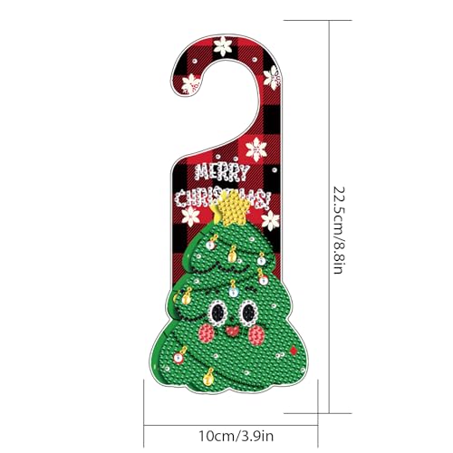 Image of AiYuanzsh Christmas Diamond Painting Door Sign Kit - 5D Special Shaped Drill, No Assembly Needed, Ready to Hang Holiday Crystal Art Door Decoration for Home Wall Window Gift