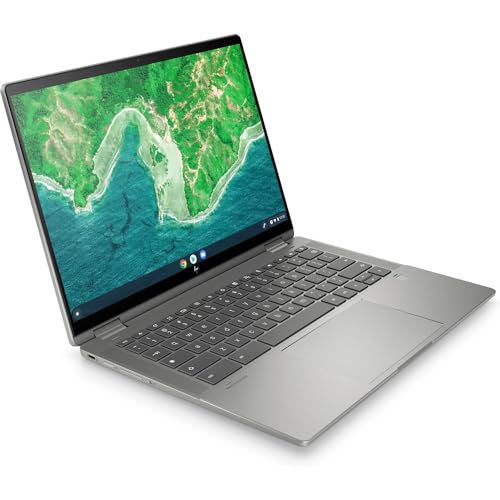 Image of HP Chromebook x360 14 Inch 2 in 1 Laptop Tablet WUXGA Touchscreen Intel Core i3 8GB LPDDR4x 128GB SSD Mic Mute Key Webcam Backlit Chrome OS 14c-cd0013dx, Mineral Silver Computer Convertible (Renewed)