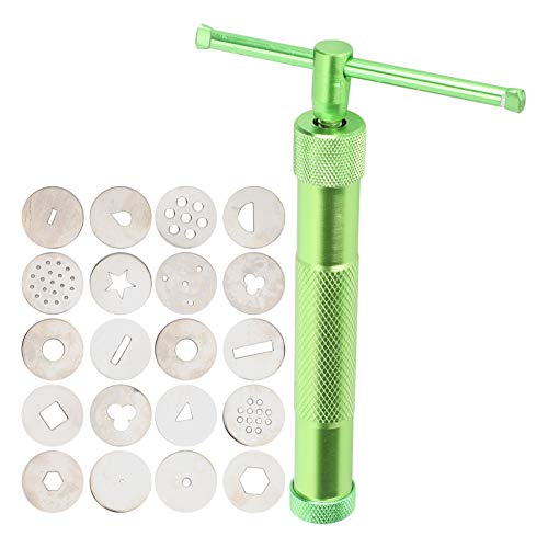 20Pcs Green Stainless Steel Crowded Machine Polmer Clay Extruder Craft Gun Fondant Scuplture Tool Set Alloy Rotary Clay Extruder for Sculpting Crafting