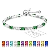 DORANA Pulsera de plata de ley con piedra natal para mujer, circonita, plata, pulsera para el día de la madre, piedra de nacimiento, regalo de cumpleaños, para mujeres, niñas, niños, hija, joyas