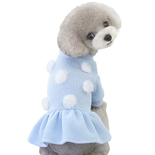 Jecikelon Cute Dog Sweater Dresses Warm Puppy Winter Skirt Doggie Knitted Clothes Pet Dress For Small Medium Dogs (Blue1, Small) #TOP20