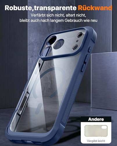 Diaclara für iPhone 17 Pro Hülle mit MagSafe, Militärschutz 360 Grad Vollschutz Schutzhülle mit integrierter Displayschutzfolie und Kameraschutz, Handyhülle Case für iPhone 17 Pro 6,3\,Blau