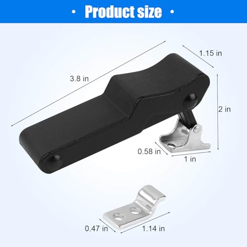 Image of Flexible Rubber Draw Latch, Black Front Storage Rack Rubber Latch with Stainless Steel Concealed Keeper for Cooler, Boat Compartment, Tool Box, Cargo Box - 2 Pcs