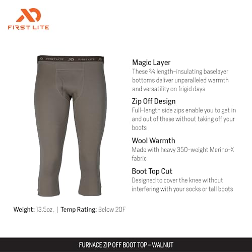 First Lite Men's Furnace Zip Off Boot Top - Heavyweight Merino Wool Base Layer Pant Bottoms2