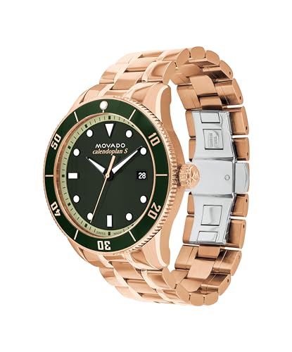 Movado Heritage Series Calendoplan S Men's Watch - Swiss Quartz Movement, Stainless Steel Link Bracelet - 5 ATM Water Resistance - Sport Luxury Fashion Timepiece for Him - 43mm2