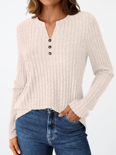 AUTOMET Womens Henley Long Sleeve Shirt Fall Top V Neck Fashion Dreesy Casual Tunic Sweaters Clothes Trendy Work Outfits2