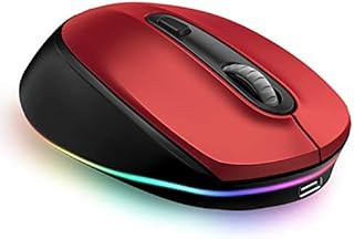 seenda Bluetooth Mouse, Ultra Quiet Rechargeable Light Up Wireless Mouse (Bluetooth 3.0/5.0+USB) with LED Rainbow Lights for Computer Laptop Notebook Chromebook Mac Windows,Red