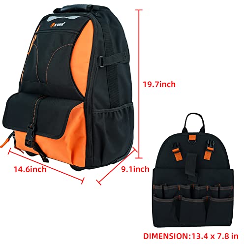 Kunn Rolling Tool Bag 37Pockets Wheeled Tool Backpack With Widen Wheels Portable Tool Organizer,Heavy Duty,Orange #TOP5