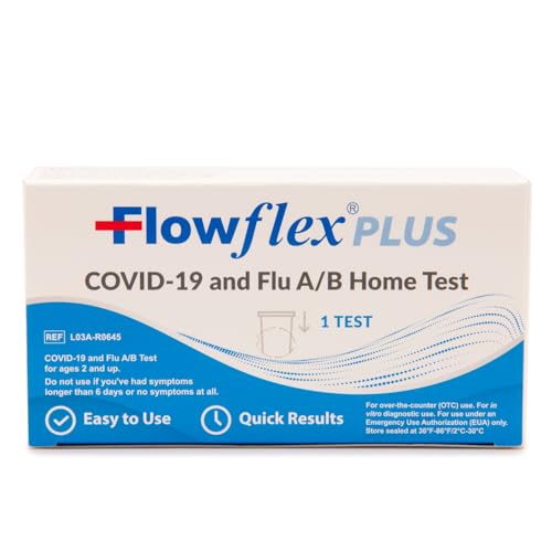 COVID & Flu Home Test by Flowflex Plus, Rapid Results in 15 Minutes, Trusted OTC COVID-19 & Flu A/B Testing Kit, FSA and HSA Eligible, Easy to Use & No Discomfort, 1 Pack 1 Test