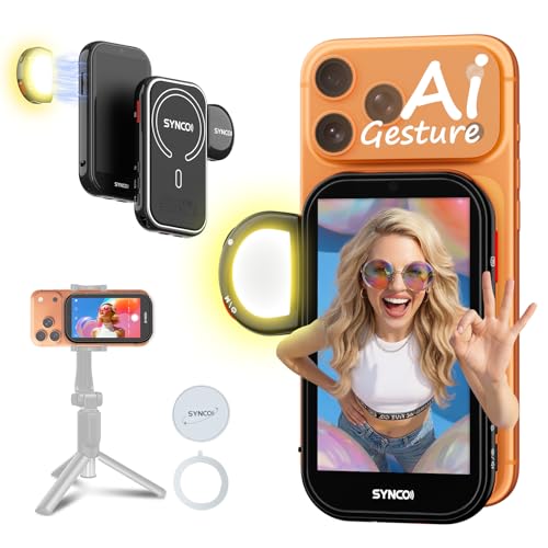 SYNCO XView AI Gesture Selfie Monitor Screen for iPhone 7-17 Series Wireless & Private Back Camera Monitor with 164FT Range