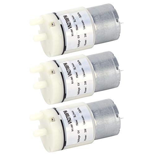 3Pcs Micro Diaphragm Pump Mini Vacuum Water Air Motor for Fish Tank DC 6V, Small Size and Strong Structure, Ideal Micro Water Pump for Chemical Industry