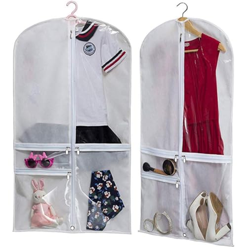 Clothes Cover 3 Pack Travel Garment Bag for Suit Garment Bags with Clear Window Hanging Clothes Suit Bags (Color : White, Size : 128 * 60cm)