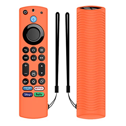 ETUZI Silicone Full Wrap Remote Case Compatible with Amazon Basics Smart LED TV Remote Shockproof Cover with Loop (Orange)