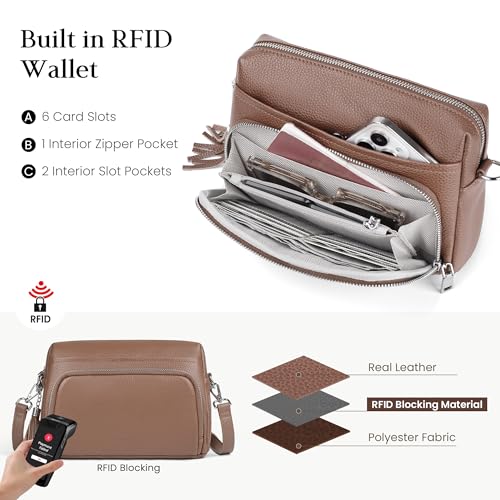 Image of befen Genuine Leather Crossbody Purses for Women Small Crossbody Bags Purse with Built in RFID Blocking Wallet