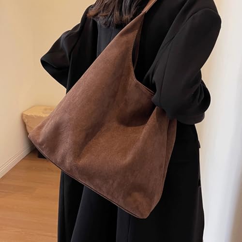 Bolso tipo tote de ante, estilo relajado, con bolsillo pequeño y billetera, retro, gran capacidad, para regalo o uso urbano miniatura 6