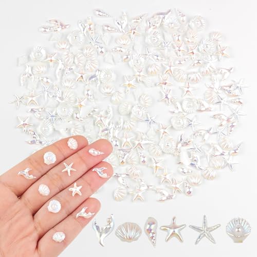 200 Pieces Tiny Sea Animals Decors for Crafts Dollhouse Miniatures Resin Micro Ocean Decorations for Dollhouse Fairy Garden Micro Landscaping Decoration, White