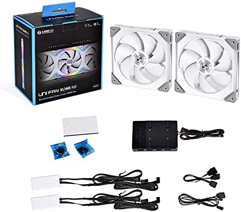 Lian Li UNI Fan SL140 RGB x2 140mm Revolutionized Daisy-Chain ARGB Fan - White