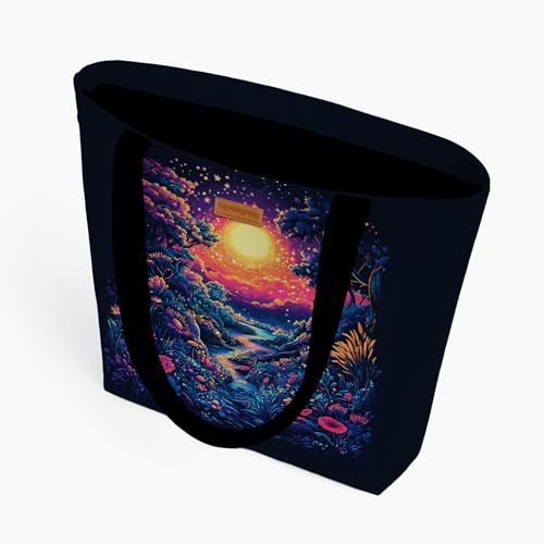 Image of The Purple Tree Eco-Friendly Canvas Tote Bag, Sustainable, Reusable Shopping, Beach, Travel or Everyday Tote, Wide Tote Bag