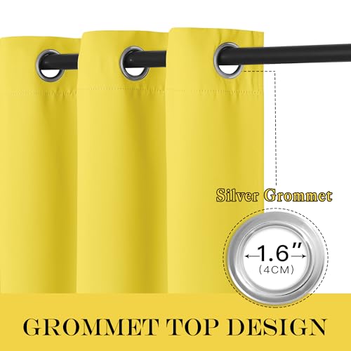 NICETOWN Sliding Glass Door Curtain Extra Long 84 inches Long, Grommet Thermal Insulated Blackout Patio Door Curtain Panel for Bedroom/Pergola, Bright Yellow, 1 Panel, W100 x L84