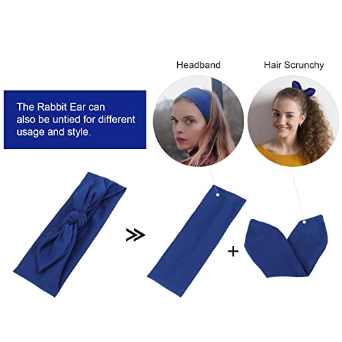 Image of DRESHOW 8 Pack Bow Headbands for Women Girls Elastic Headwraps Knotted Headband Rabbit Ears Turban Non-Slip Sport Cute Hair Accessories