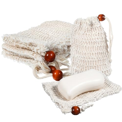 BOHUIZ 5 bolsas de jabón de sisal, bolsas de jabón orgánico natural, para jabón sólido, jabón de baño