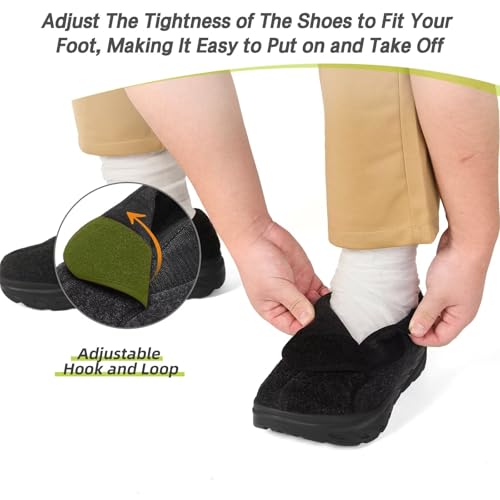 OrthoComfoot Men's Orthopedic Diabetic Wide Walking Shoes: Plantar Fasciitis Arch Support Hook and Loop Comfortable Casual Loafers, Swollen Feet Orthotic Dress Leather Shoes Foot Heel Pain Relief3