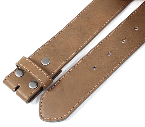 Image of BC Belts Leather Belt Strap with Vintage Distressed Texture 1.5 inch Wide with Snaps and without Buckle