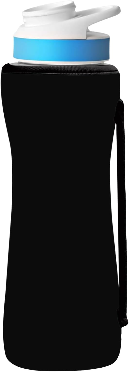22oz Cute Printed Sleeve Compatible With Cirkul Water Bottle For Plastic And Stainless Steel Bottles 22oz Neoprene Sweat-Wicking Material Insulated Cover Designed With Handles (Black)