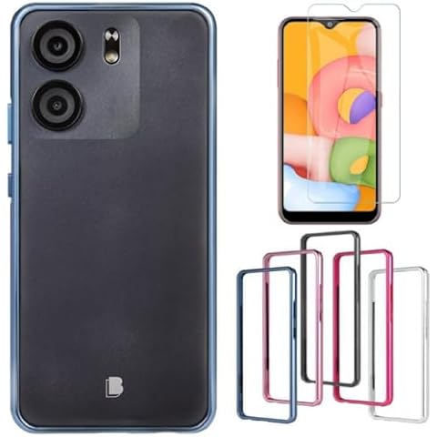 Grneric BLU View 5 Case and Screen Protector Tempered Glass Aluminum Metal Bumper case and Screen Protector for BLU View 5 B160V (Blue) Cover