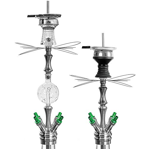 ORACLE HOOKAH® Edelstahl Shisha Set 4 Anschlüsse - mit Shisha Zubehör Kopf Schlauch Mundstück und Molassefänger (Shisha… – Bild 8