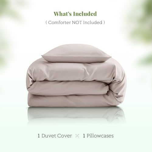 Twin/Twin XL Duvet Cover Set, 100% Viscose Derived from Bamboo, 2 Pieces, 1 Zipper Closure Duvet Cover (70"x90") and 1 Pillowcases (20"x30") Cooling & Silky Soft (Light Pink)