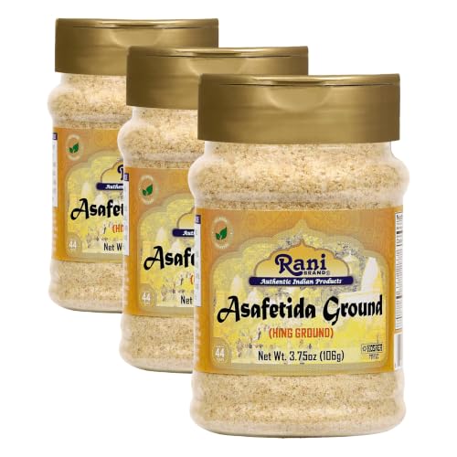 Rani Asafetida (Hing) Ground 3.75oz (106g) PET Jar ~ All Natural | Salt Free | Vegan | Non-GMO | Kosher | Asafoetida Indian Spice | Best for Onion Garlic Substitute (Pack of 3)