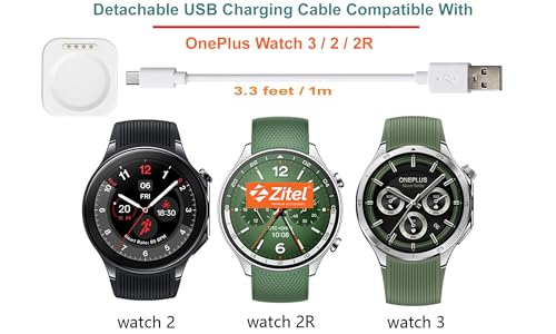 Image of Zitel Charger Compatible with OnePlus Watch 3 /2 / 2R - Magnetic Charger Dock USB Cable (White)