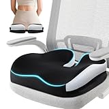 QUTOOL Seat Cushions Ergonomic Thickened Office Chair Cushion - Non-Slip Long Sitting Comfort with Posture Support, Memory Foam Seat Pad for Home, Office, Car & Gaming Seats (Removable Strap)