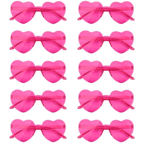 NACHLYNN 10 Paar Herz Sonnenbrille Rosenrot Farben Randlose Herzförmige Sonnenbrille für Damen...