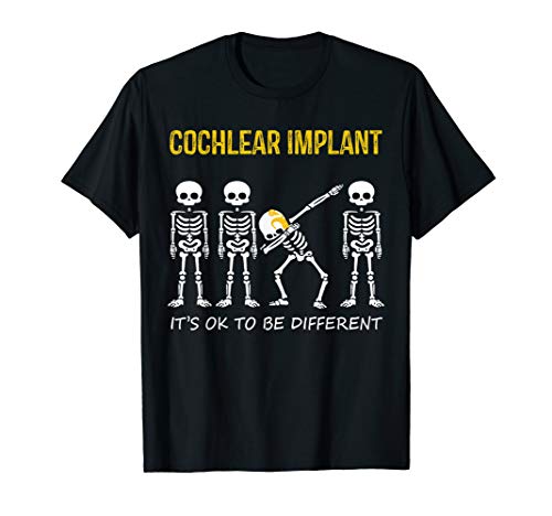 Hearing Loss Dabbing Skeleton Wearing Cochlear Implant T-Shirt