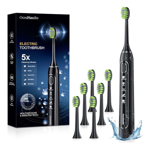 Electric Toothbrush, Sonic Electric Toothbrush for Adults with 6 Brush Heads, 100 Days of Use with 3-Hour Fast Charge, Rechargeable Toothbrush with 5 Modes, 2 Minute Timer, 42000 VPM & IPX7