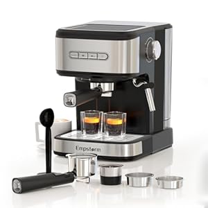 Espresso Machine 20 Bar, 2 IN 1 Coffee Machine with Milk Frother Steam Wand, Powder & Capsule Espresso Maker mit 1500 ml Water Tank, 120V Expresso Coffee Machine for Cappuccino Latte - Black Espresso Machine 20 Bar 2 IN 1 Coffee Machine with Milk Frother Steam Wand Powder Capsule Espresso Maker mit 1500 ml Water Tank 120V Expresso Coffee Machine for Cappuccino Latte Black