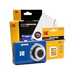 Digital Camera Set Bundle with Kodak Pixpro FZ55 Blue Compact Digital Camera, 32gb SD Card, and Clikoze Cleaning Cloth