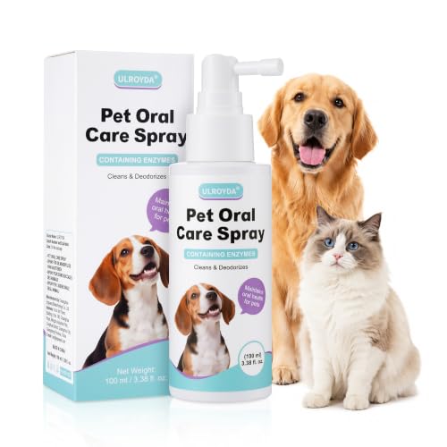 Pet Dental Spray for Dogs & Cats - Fragrance-Free Triple Enzyme & Probiotics Oral Care Mist Dog Teeth Cleaning Bad Breath & Tartar Plaque Support Dental Water Additive for Pet Supplies 3.38 oz