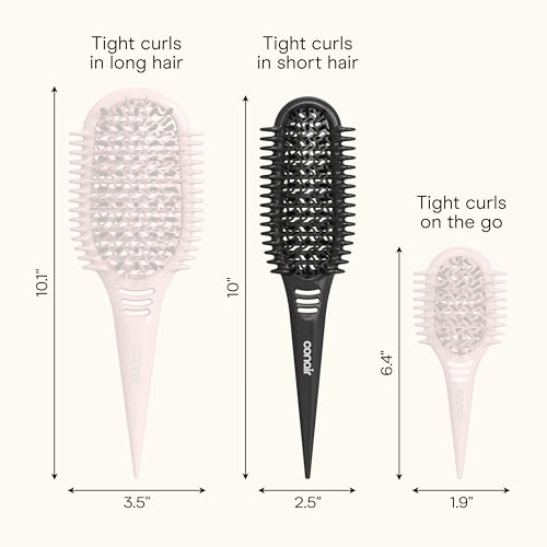 Image of Conair Curl Define Pro Detangler Brush for Curly Hair, Dual Vents with Continuous Grooves, Mixed Bristles for Frizz-Free Detangling, Smoothing, and Curl Definition, For Shorter Hair with Tight Curls