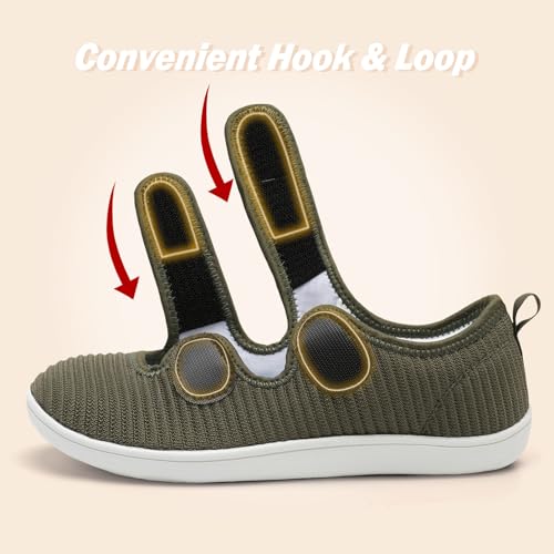 Image of Besroad Womens Walking Shoes Wide Diabetic Shoes Adjustable Barefoot Casual Sneakers Breathable Zero Drop Arthritis Edema Sneakers Indoor Outdoor