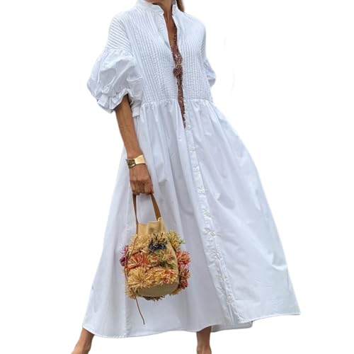 Women Long Dress Kaftan Bohemian Beach Cover Up Robes One Size Home Clothing, White, One size Women Long Dress Kaftan Bohemian Beach Cover Up Robes One Size Home Clothing, White, One size