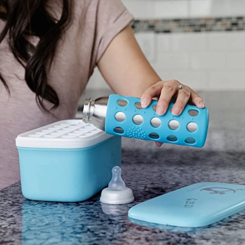Image of Reusable Breastmilk Freezer Storage Container The Milkstache by Ceres Chill, 1/3 Ounce Cubes fit Any Baby Bottle, Freezing Pumped Milk has Never Been Easier, Replaces Disposable Bags (Ocean)