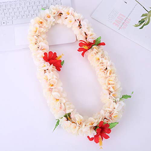 Hawaiian Luau Flower Leis for Adult Jumbo Necklace Mahalo Floral leis Graduation Wedding Leis (Necklace Style 15)4